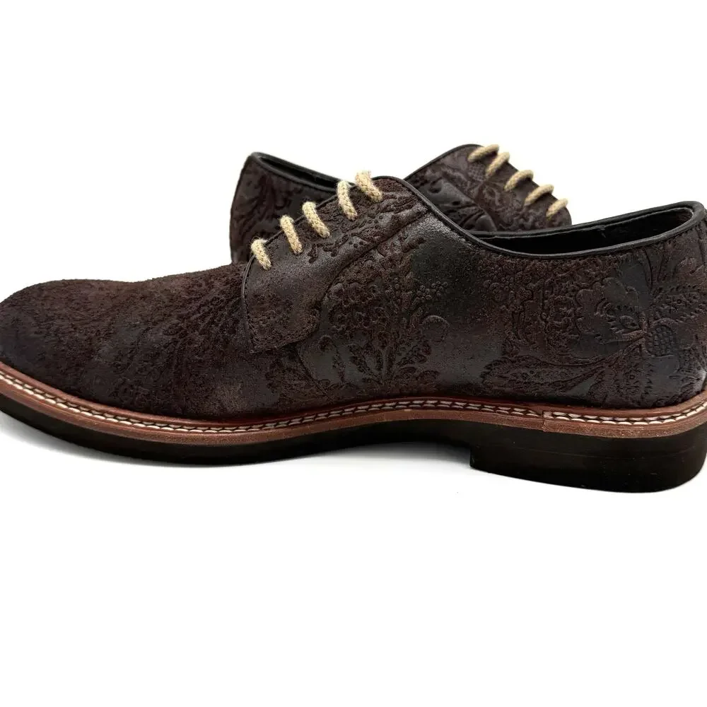 Tallia Men's Shoe Frederico Sz. 8.5 Brown Designer Leather Embossed Oxford Dress